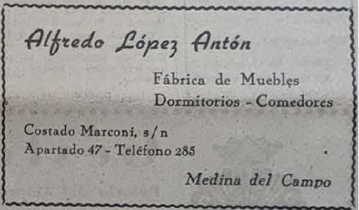 Alfredo L&oacute;pez Ant&oacute;n, f&aacute;brica de muebles, Costado Marconi s/n&ordm;, Medina del Campo.